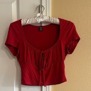 SHEIN Red Crop Top with Tie Detail